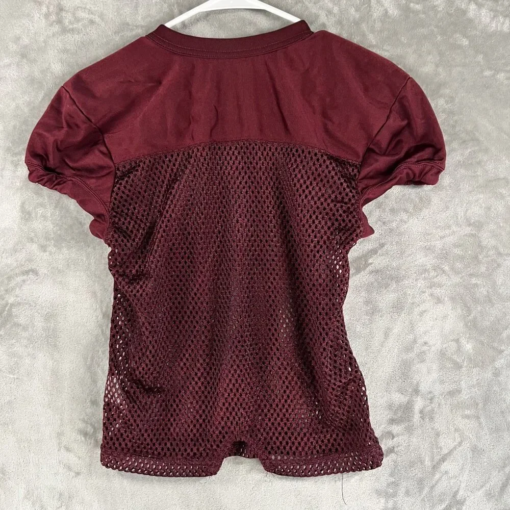 Rawlings Youth Medium Football Practice Jersey Maroon Mesh V Neck Short Sleeve